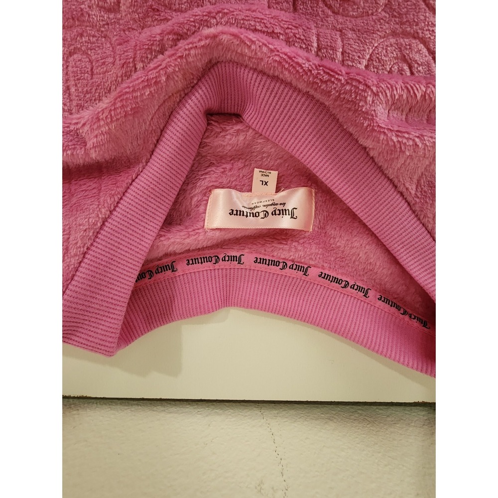 Juicy Couture Pink Plush Velour Lounge Set Embossed Logo 2 Pc Women XL NWT - Picture 8 of 11
